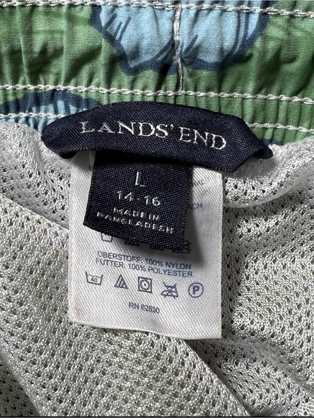 *Lands' End Olive Green Boys' Cargo Swim Trunks